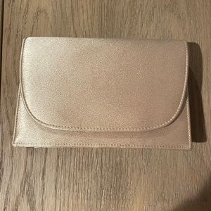 La Regale gold satin evening bag